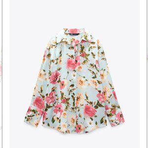 Zara, Satin Effect Floral Blouse